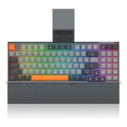 Teclado Gamer Mecánico Redragon Olaf K648 Led Rgb Color Gris Switches Red Cableado Usb Idioma Inglés Compacto