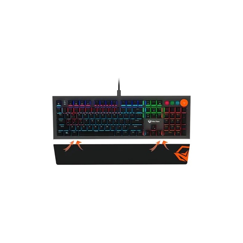 Teclado Mecánico Meetion Mk500 Rgb Negro Resistente Salpicaduras Gaming
