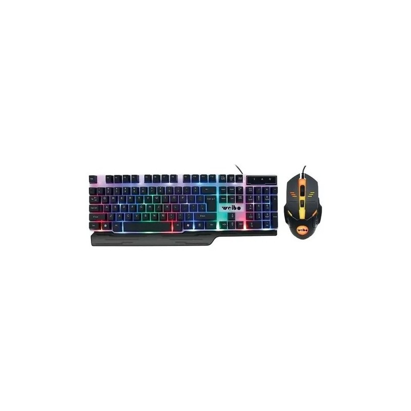 Mouse Y Teclado Gamer Weibo Wb-550 Rgb Sensacion Mecanica Color Del Teclado Negro