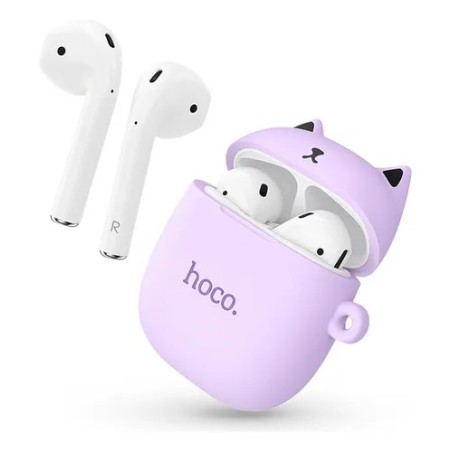 Audífonos Inalámbricos Con Funda De Gato Hoco Ew45 Lila