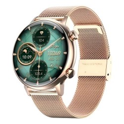 Reloj Inteligente Smartwatch Bluetooth Mujer Pantalla Amoled Rosa Metalico Dorado